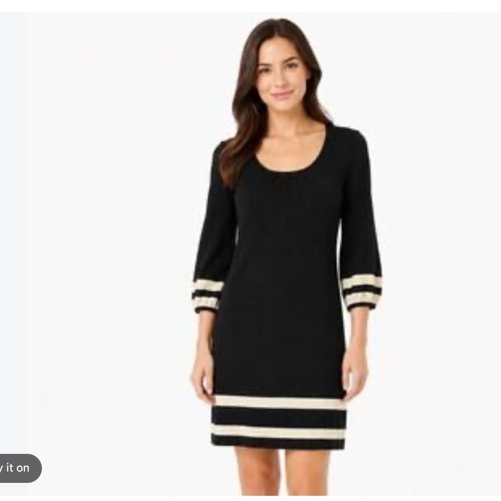 Lilly Pulitzer Womens Long Sleeve Merino Wool Dress L Black Fall Transitional